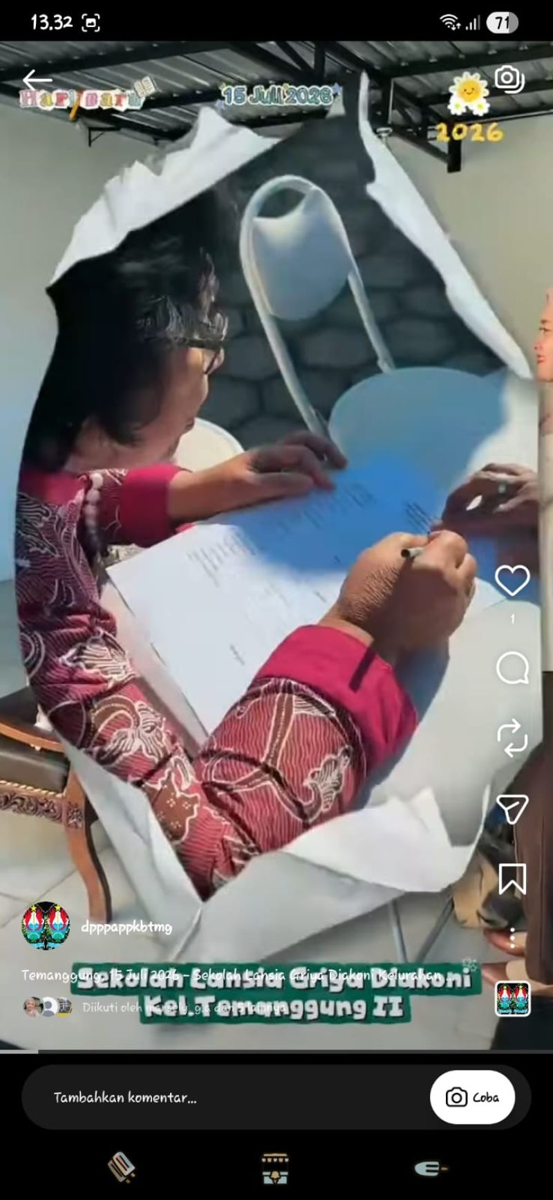 Kegiatan Sekolah Lansia Griya Diakoni Keluarahan Temanggung II
